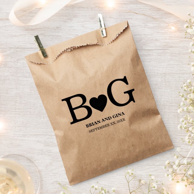 Sachets En Papier Grands Initiales Personnalisés (Coupé)