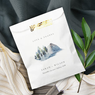 Sachets En Papier Green Blue Pine Woods Mariage de montagne Merci