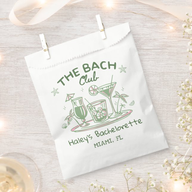 Sachets En Papier Green Whimsical Beach Cocktail Bachelorette Party (Coupé)