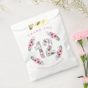 Sachets En Papier Grosse 12ème fille Anniversaire Photo Collage Fleu