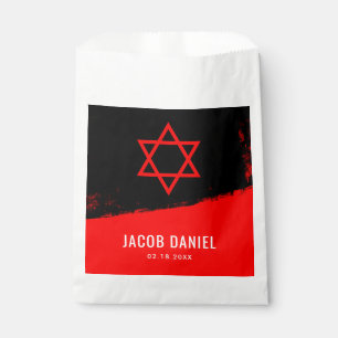 Sachets En Papier Grunge Red Black Bar Mitzvah Personnalisé