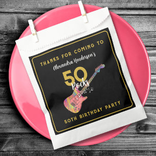 Sachets En Papier Guitare rose personnalisée 50e anniversaire Merci
