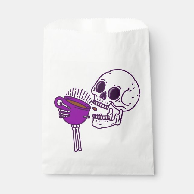 Sachets En Papier halloween café boire crâne squelette violet (Devant)