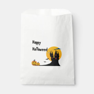 Sachets En Papier Halloween - Château, Pleine lune, chauves-souris e