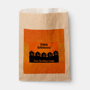 Sachets En Papier Halloween Citrouille Orange Éffrayant Silhouette p