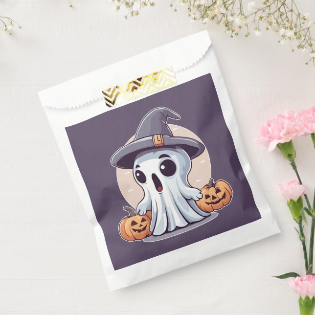 Sachets En Papier Halloween : Fantôme aux citrouilles. (Scellé)