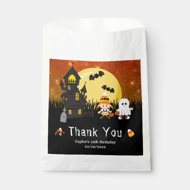 Sachets En Papier Halloween Fête Sorcière Ghost Orange (Devant)