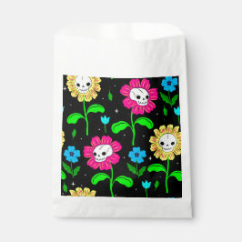 Sachets En Papier halloween floral crâne fleurs noir
