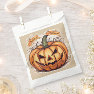 Sachets En Papier Halloween : Gros citrouille -