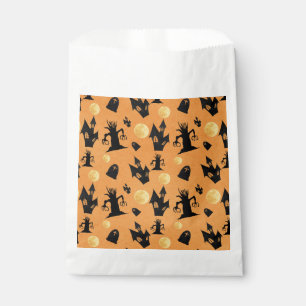 Sachets En Papier Halloween Maison hantée noire et orange