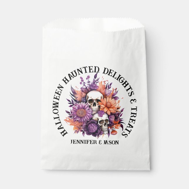 Sachets En Papier Halloween Plats et Traitements (Devant)