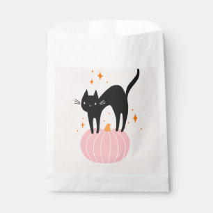 Sachets En Papier Halloween rose Chat noir