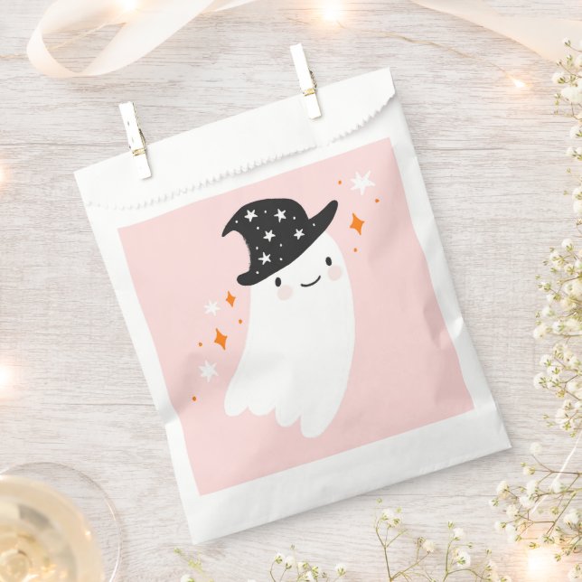 Sachets En Papier Halloween rose Fantôme de sorcière (Coupé)