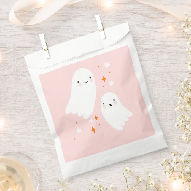 Sachets En Papier Halloween rose fantôme double (Coupé)