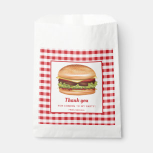 Sachets En Papier Hamburger Sur Rouge En vichy Anniversaire Merci