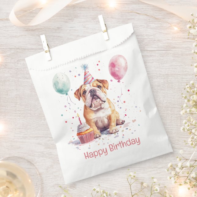 Sachets En Papier Happy Birthday English Bulldog (Coupé)