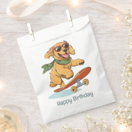 Sachets En Papier Happy Birthday Golden Retriever Dog Skateboarding