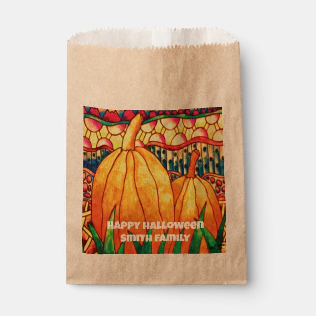 Sachets En Papier Happy Halloween Citrouille Favoriser Sac (Devant)