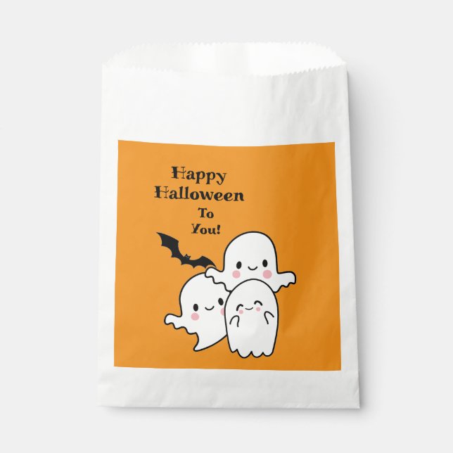 Sachets En Papier Happy Halloween Fun Ghost Personnaliser (Devant)