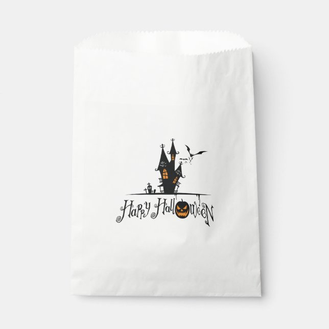 Sachets En Papier Happy Halloween Haunted House (Devant)