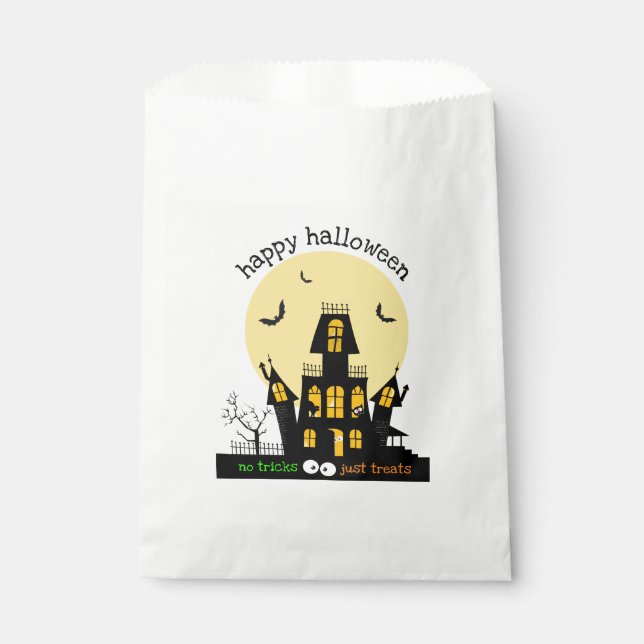 Sachets En Papier Happy Halloween Haunted House Flying Bats (Devant)