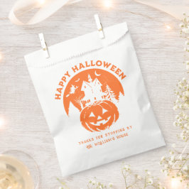 Sachets En Papier Happy Halloween Haunted House Orange