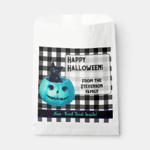 Sachets En Papier Happy Halloween Turquoise Citrouille et Plaid