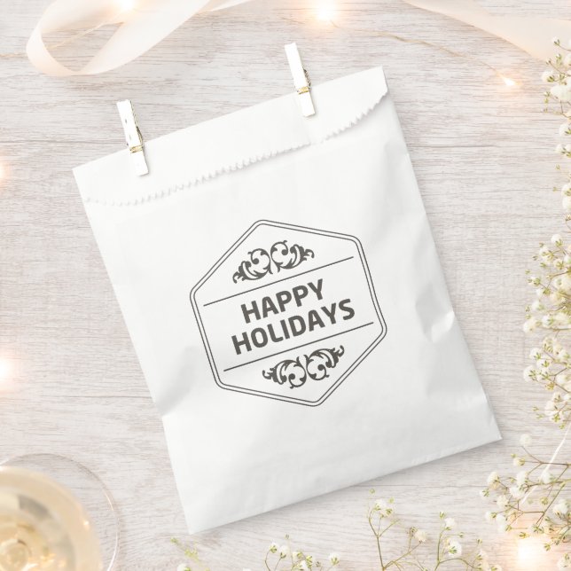 Sachets En Papier Happy Holidays Arrière - plan personnalisé (Coupé)