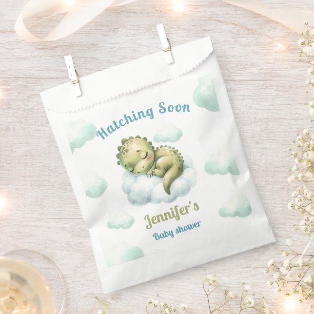 Sachets En Papier Hatching Bientôt Dinosaur Baby shower moderne garç (Coupé)