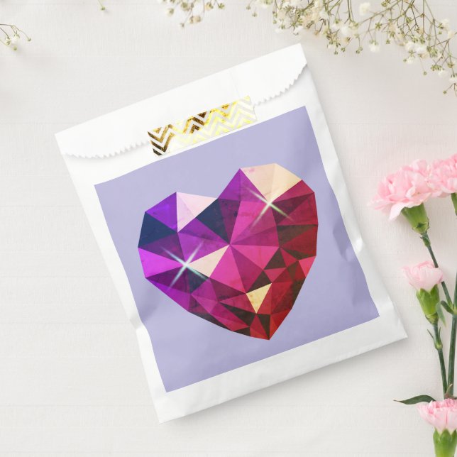 Sachets En Papier Heart Red and Purple Gemstone  (Scellé)