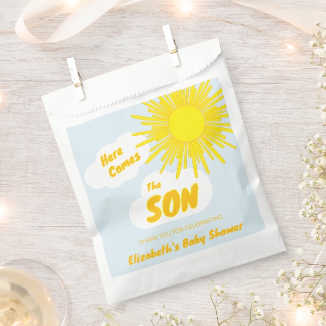 Sachets En Papier Here Comes The Son Boy Baby Shower (Coupé)