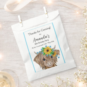 Sachets En Papier Highland Cow, fête d'anniversaire de vache