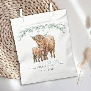 Sachets En Papier Highland Cow Greenery Boho Farm Baby shower animal