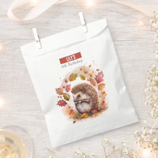 Sachets En Papier Hiver / Vestiges d'automne Hérisson - Fête d'anniv (Coupé)