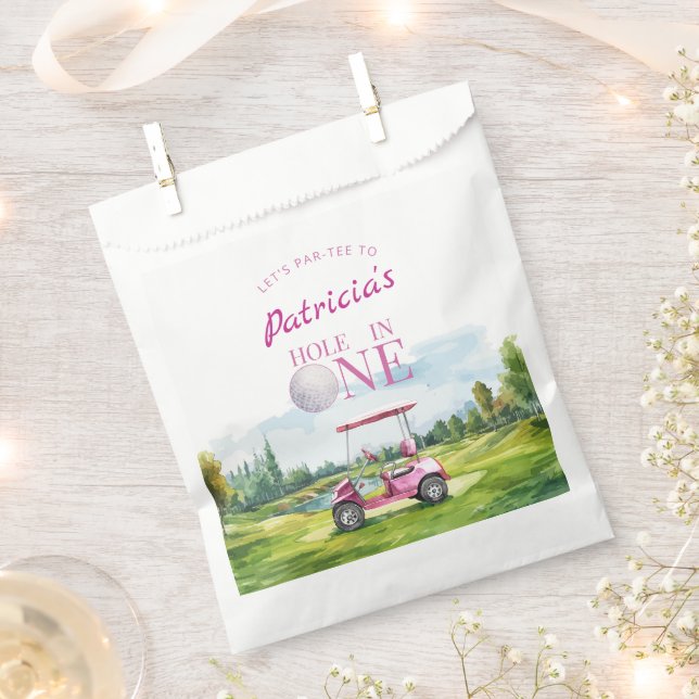 Sachets En Papier Hole In One Pink Golf 1st Birthday  (Coupé)
