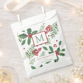 Sachets En Papier Holly Berry Joyeux Monogramme de Noël