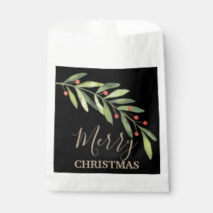 Sachets En Papier Holly et Berries sur Black Joyer Noël