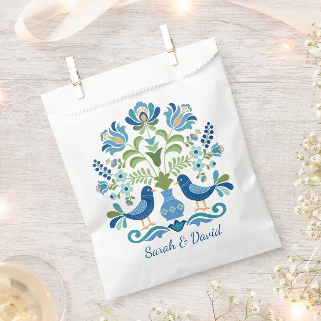 Sachets En Papier Hongrois Design Blue Birds (Coupé)