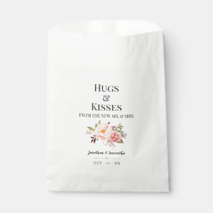 Sachets En Papier Hugs & Baisers du nouveau mariage fleuri rose Mme