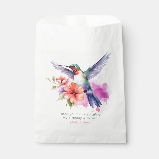 Sachets En Papier Hummingbird 2 Floral Bouquet fête d'anniversaire (Devant)