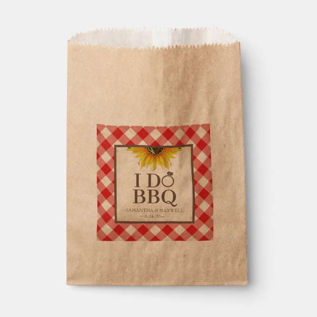 Sachets En Papier I Do BBQ Red En vichy et tournesol (Devant)