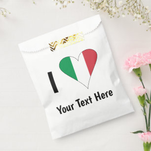 Sachets En Papier I Love (Italy Flag Heart) Votre texte