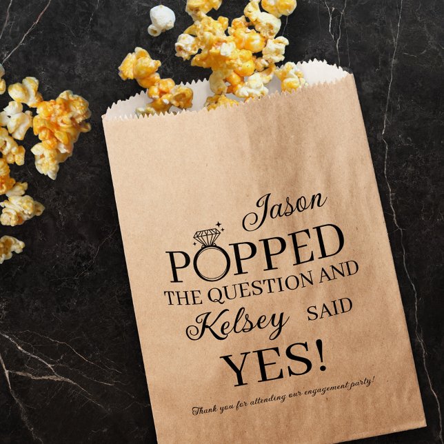 Sachets En Papier Il a posé la question Fête de fiançailles Popcorn (Créateur téléchargé)