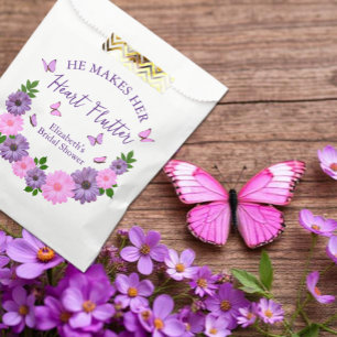 Sachets En Papier Il fait battre son cœur Papillons Shower de Mariée