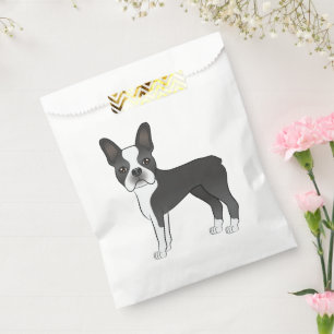 Sachets En Papier Illustration de chien Boston Terrier noir et blanc