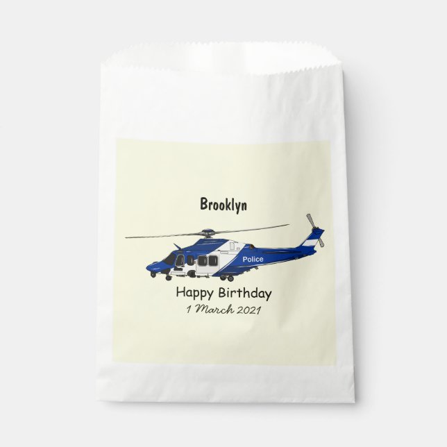 Sachets En Papier Illustration de l'hélicoptère de police (Devant)