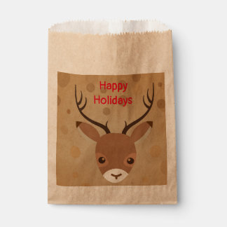 Sachets En Papier Illustration de renne sur fond marron