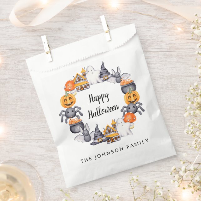 Sachets En Papier Illustration d'Halloween personnalisée (Coupé)