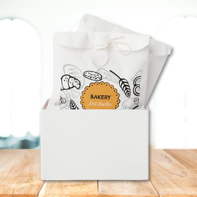 Sachets En Papier Illustrations de pain de boulangerie (Bakery Bread Illustrations Favor Bag)