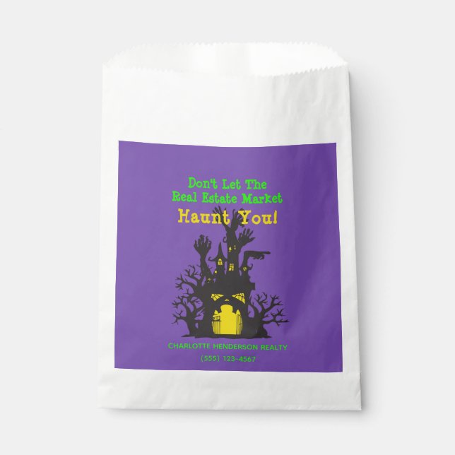Sachets En Papier Immobilier Maison hantée Drôle Halloween (Devant)